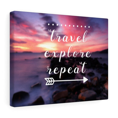 Travel Explore Repeat - Wrapped Canvas Print