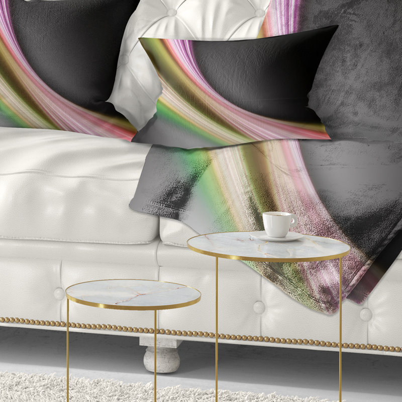Lignes abstraites roses et vertes - Coussin décoratif imprimé abstrait