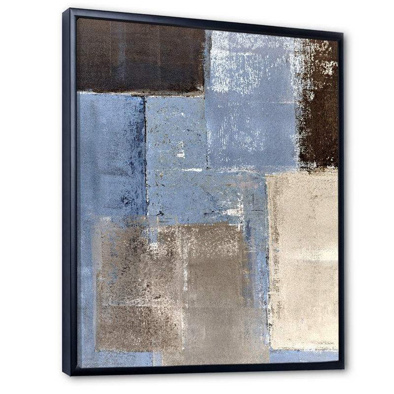«Blue Meets Brown Abstract Art III» - Décoration murale moderne et contemporaine sur toile, H 12 po x l 8 po x P 1 po