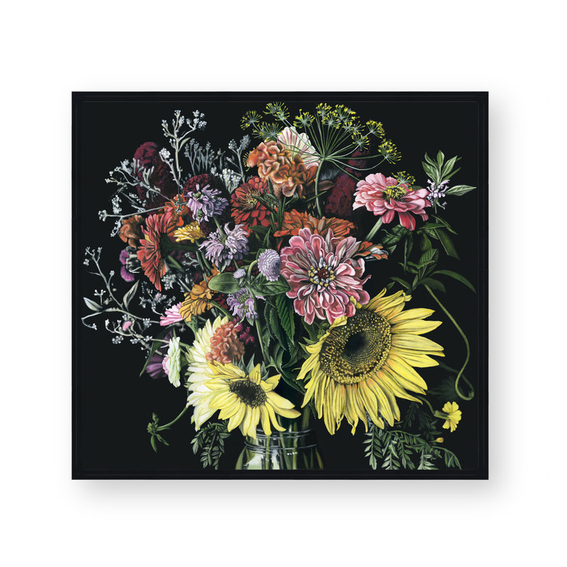 Dark Floral Study Framed Print Canvas, 44" H x 49" W x 2.25" D
