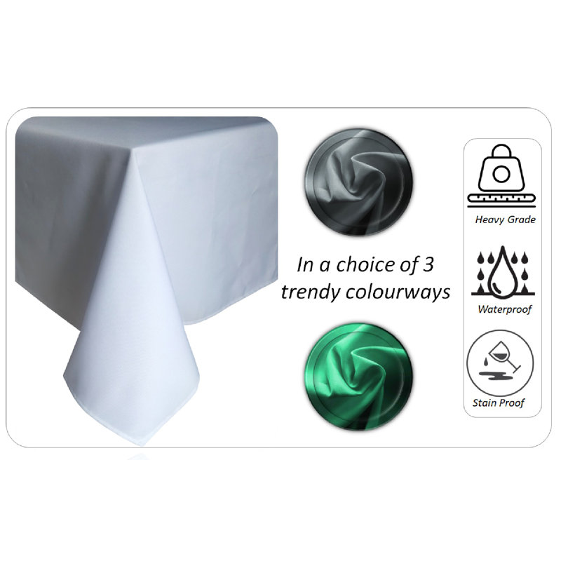 Marceille Rectangle Solid Colour Tablecloth, White