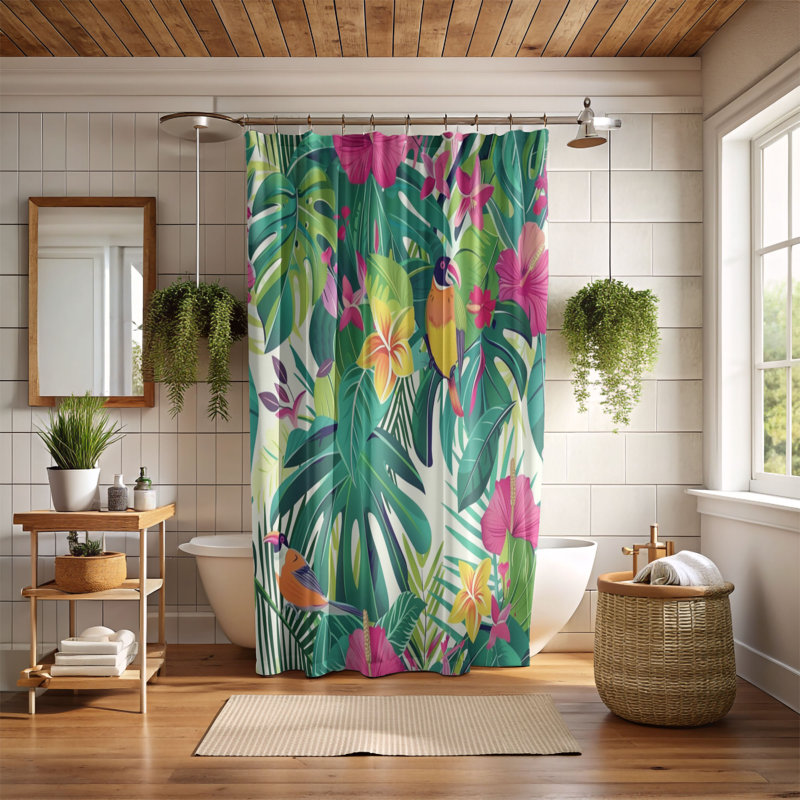 Rideau de douche Pink Summer - Premium, H 74 po x l 71 po