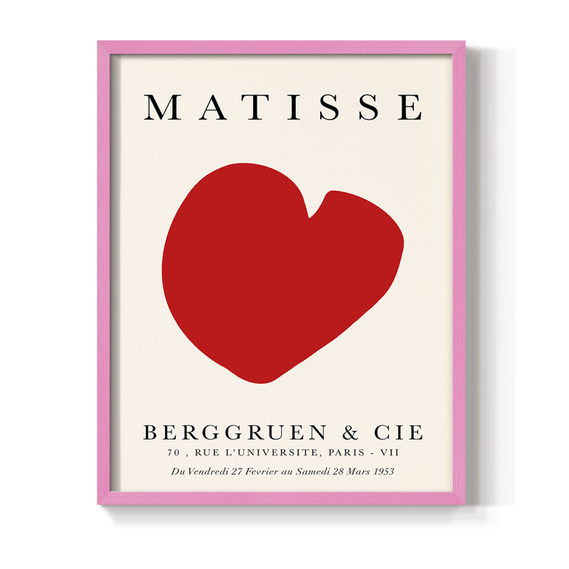 Matisse CCXV III, reproduction encadrée - bois massif, Rose, H 10 po x l 8 po