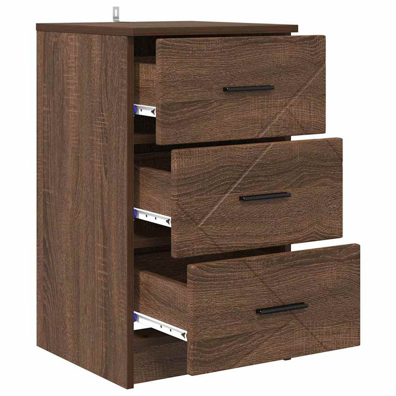 38cm W Manufactured Wood Bedside Table, Brown Oak