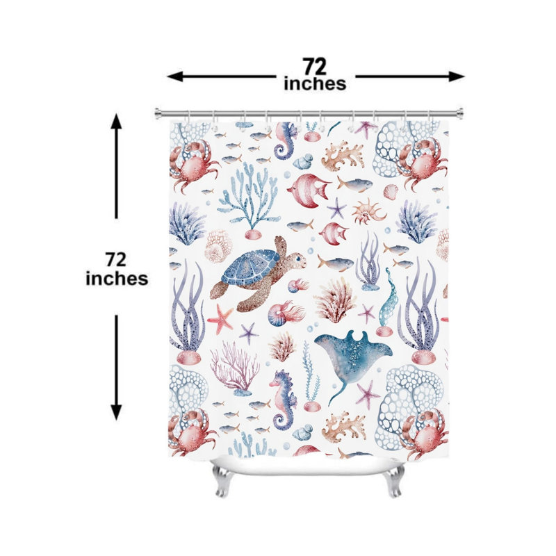 Rideau de douche aquarelle Ocean Life