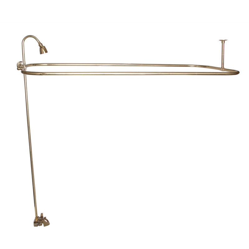 2 Handle Bathroom Clawfoot Tub Faucet with Diverter, Polished Brass