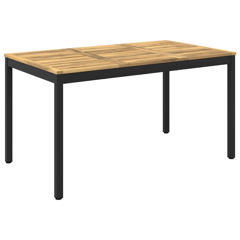 Acacia Dining Table with Steel Base, Black, 75cm H x 141cm W x 80.5cm D, Natural