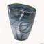 Vase en verre noir fumé de 23,6 x 11,9 x 23,6 cm avec bordure dorée