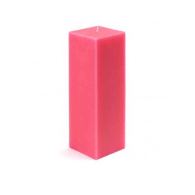 Square Pillar Candle, Hot Pink, 9" H x 3" W x 3" D, Set of 12