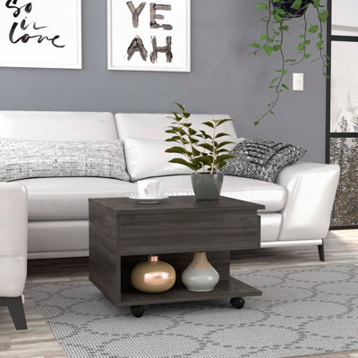 Table basse à plateau relevable avec roulettes Luanda - Espresso