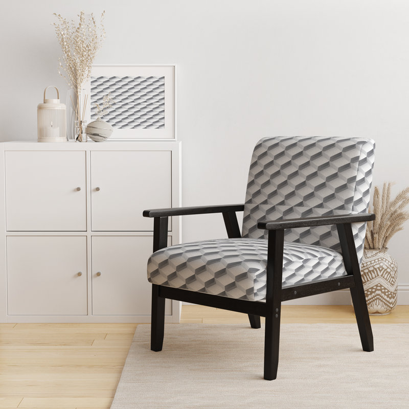 Adaysia - Motif abstrait blanc - Fauteuil rembourré d'appoint scandinave