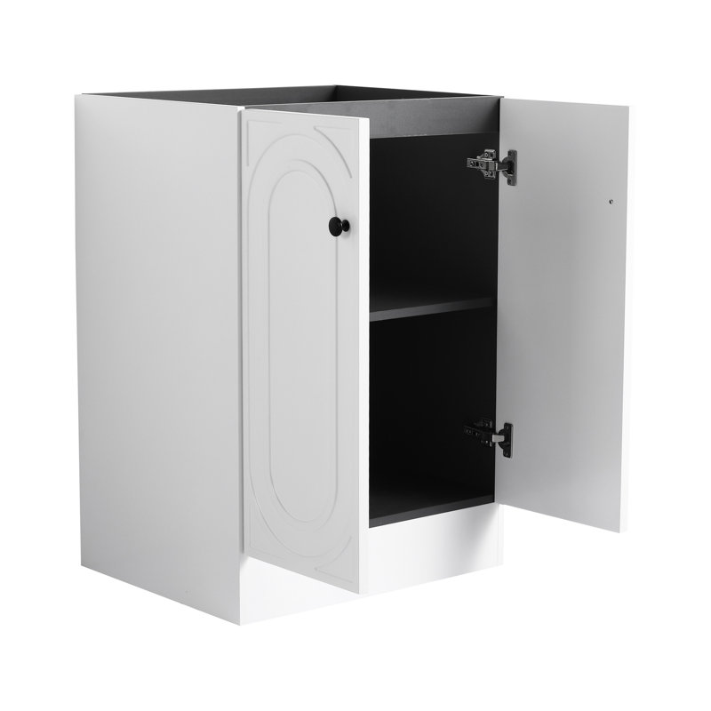 Meuble-lavabo 24 po - Contreplaqué blanc, portes à fermeture en douceur, portes de lavabo modernes, Blanc