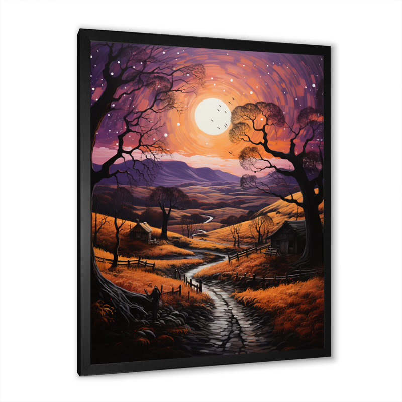 «Lokapala Countryside Crimson Dusk Landscape II», reproduction, H 40 po x l 30 po x P 1,5 po, Cadre photo noir