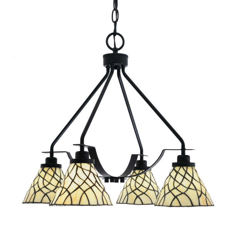 Lustre 4 lumières Odyssey Downlight, Noir mat, Brun/jaune
