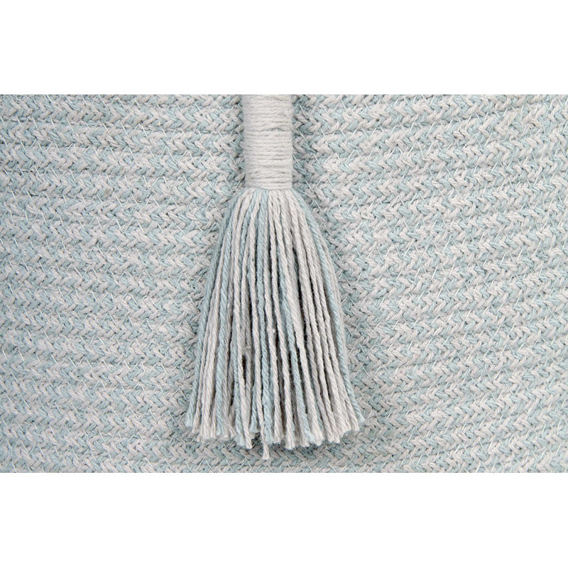 Panier en coton et bois, Bleu perle