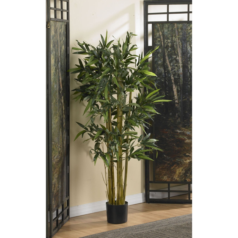 Faux Bamboo Tree in Pot, 48" H x 30" W x 30" D