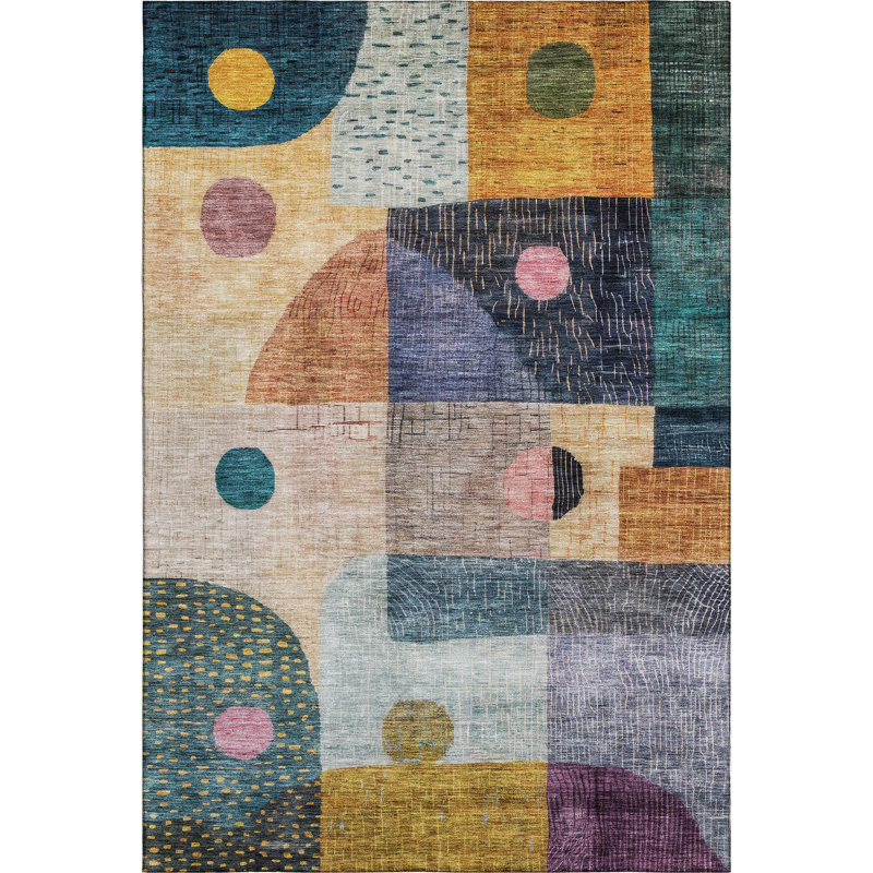 Tapis géométrique de qualité supérieure lavable à la machine Dilorenzo AMF1117, Rectangle 9 pi x 12 pi