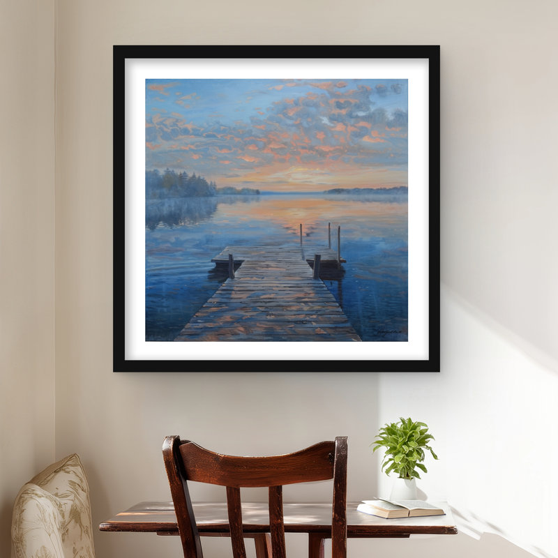 Calm Dock - Reproduction matte encadrée blanche pour la décoration intérieure