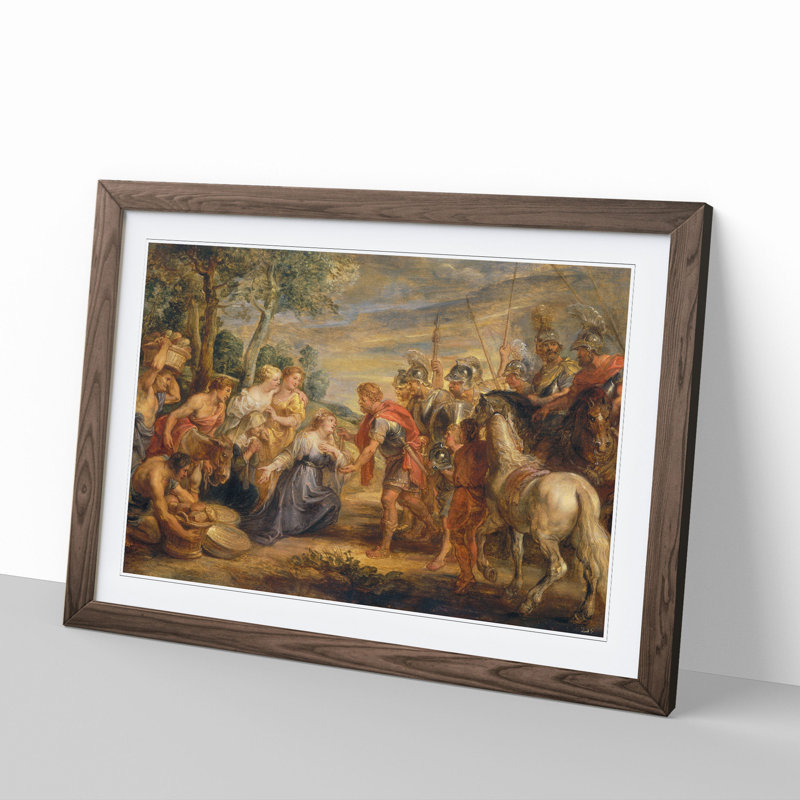 The Meeting of David and Abigail by Peter Paul Rubens - Picture Frame Painting, Walnut Framed, 36cm H x 48cm W x 2cm D