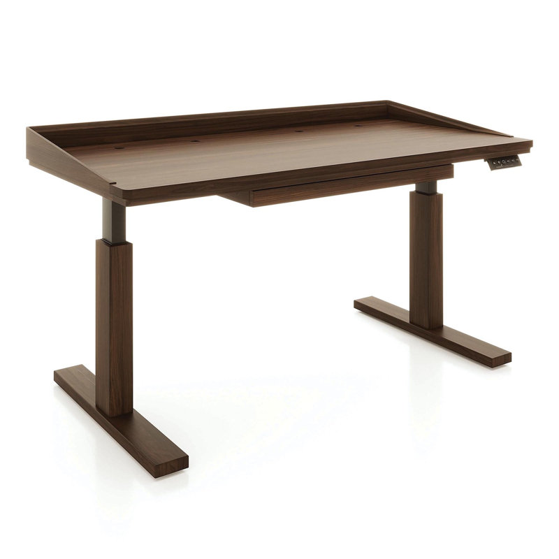 Odin Home Office Solid Wood Standing Desk, Black, Natural Walnut, 51" H x 60" W x 30" D