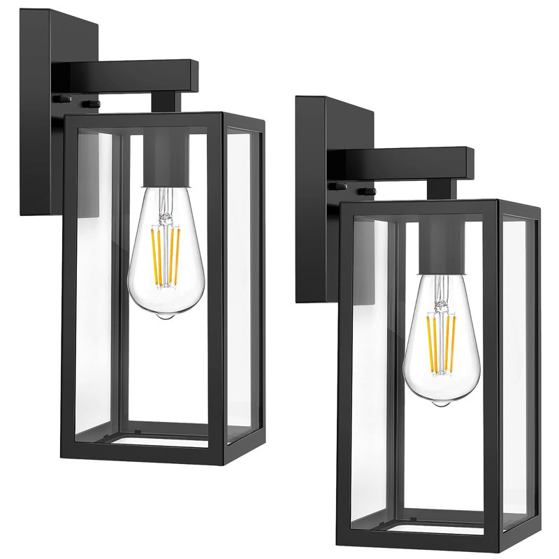 2-Pack Outdoor Wall Lantern, Black