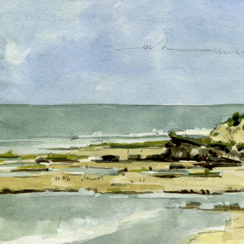 Coastal Sketch V - Wrapped Canvas Painting, 30cm H x 30cm W