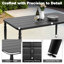 Ensemble de salle à manger de patio en métal avec 6 chaises empilables et trou pour parasol, noir-1370446577