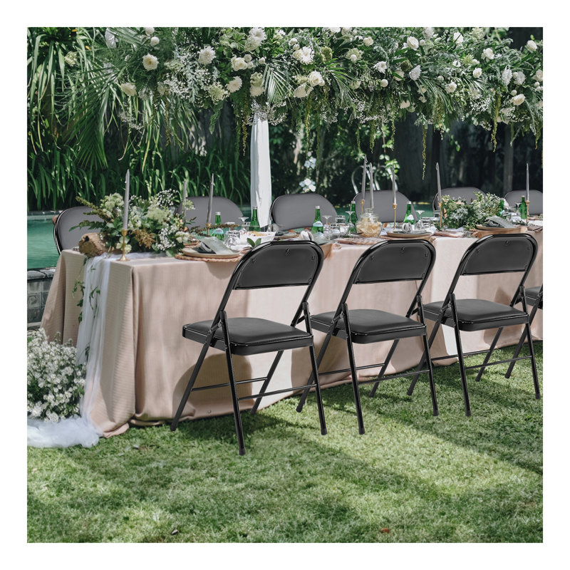 Ensemble de 4 chaises pliantes, chaises pliantes rembourrées en cuir, chaises pliantes robustes en métal, pour la maison, le bureau, le pair, paquet de 4