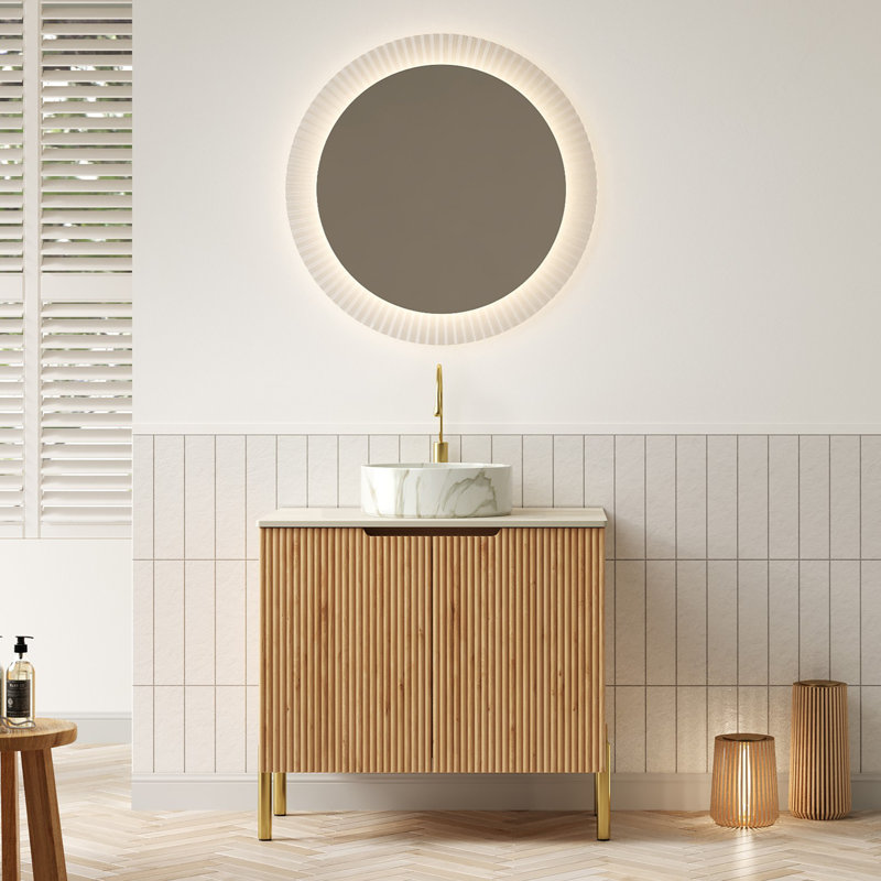 Meuble-lavabo autoportant en contreplaqué avec 2 portes