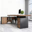 Brown L-Shaped Solid Wood with 3 drawers Executive Desk