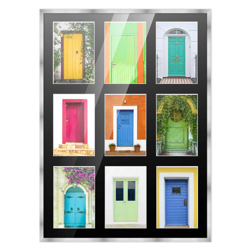 Cadre en bois, 4 po x 6 po, 14,5 po x 20,5 po, Argent / noir