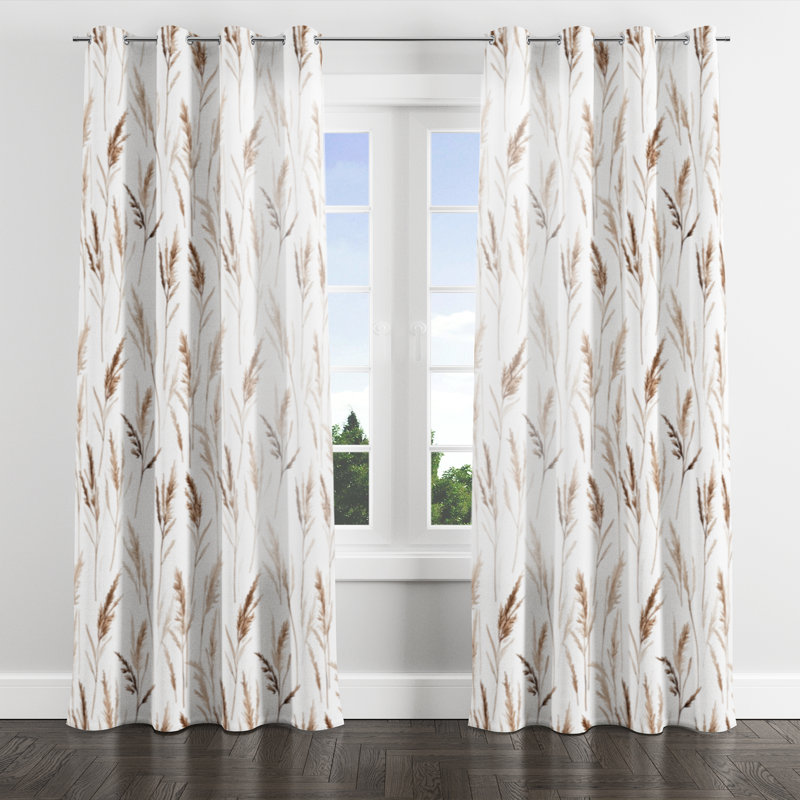 Coastal Room Darkening Curtains - Brown Bonnique Grommet Curtain - 1 Panel, 52" W x 63" L, Silver Grommets