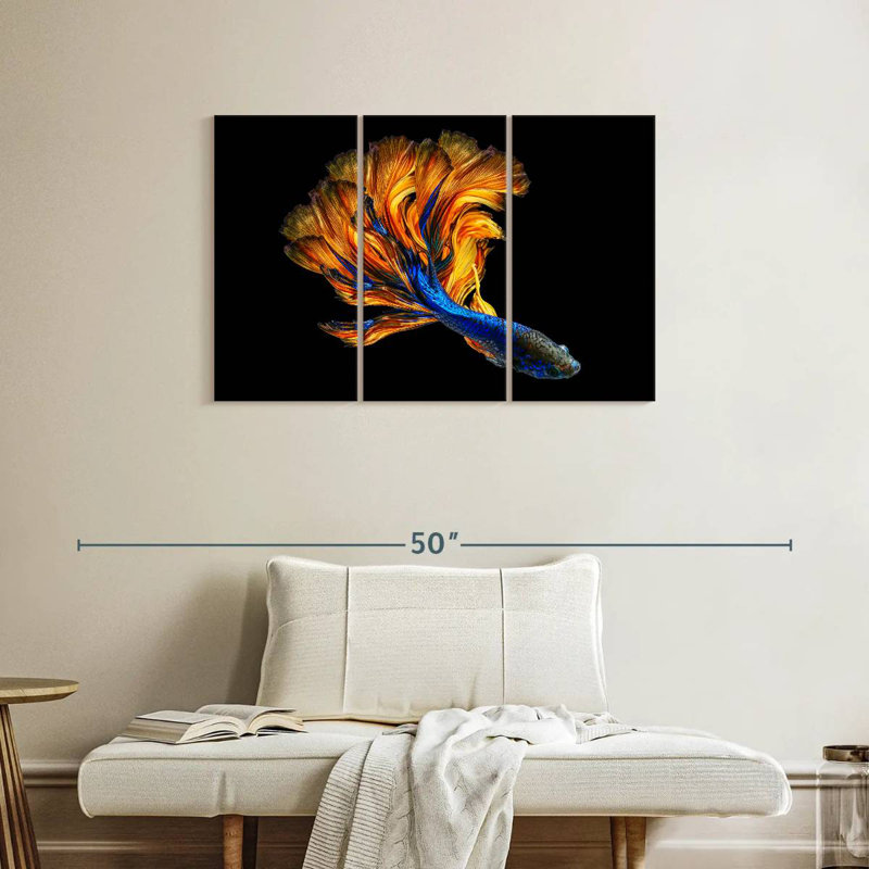Brampt Yellow Tailed Blue Betta Fish, 24" H x 38" W