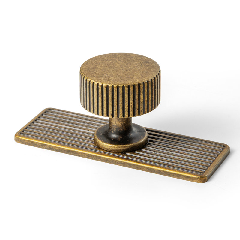 1.4'' Diameter Antique Brass Circle Knob With Backplate-Set of 6, Antique Brass, 1.4", 6