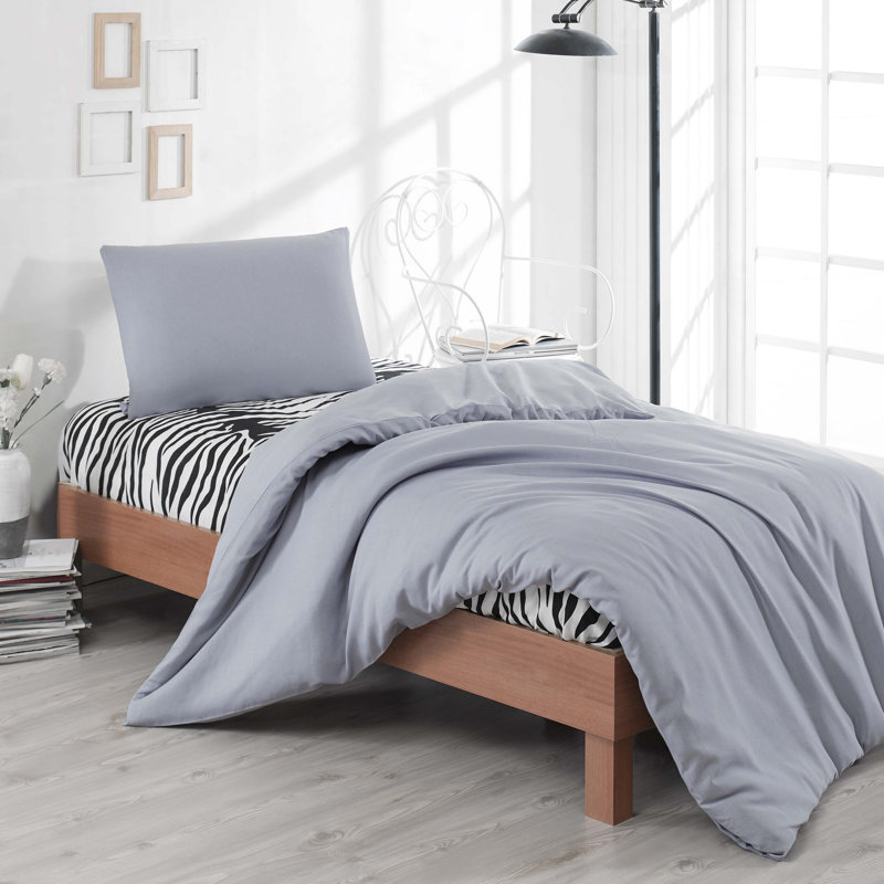 Ensemble de housse de couette 3 pièces en mélange de coton Fabiane, Gris foncé