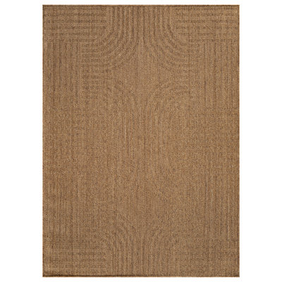 Tapis d'intérieur / extérieur à motif géométrique naturel / jute tissé à plat