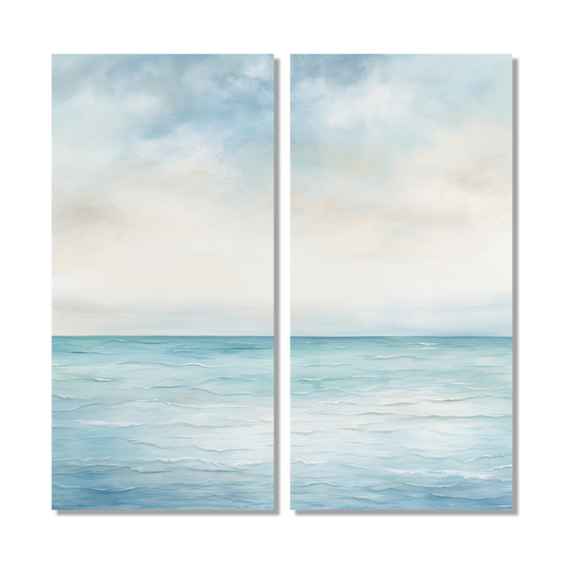 «Ocean Minimalisme» Horizon Charm I - Grand océan, reproduction d'art sur toile, H 40 po x l 40 po, Toile tendue