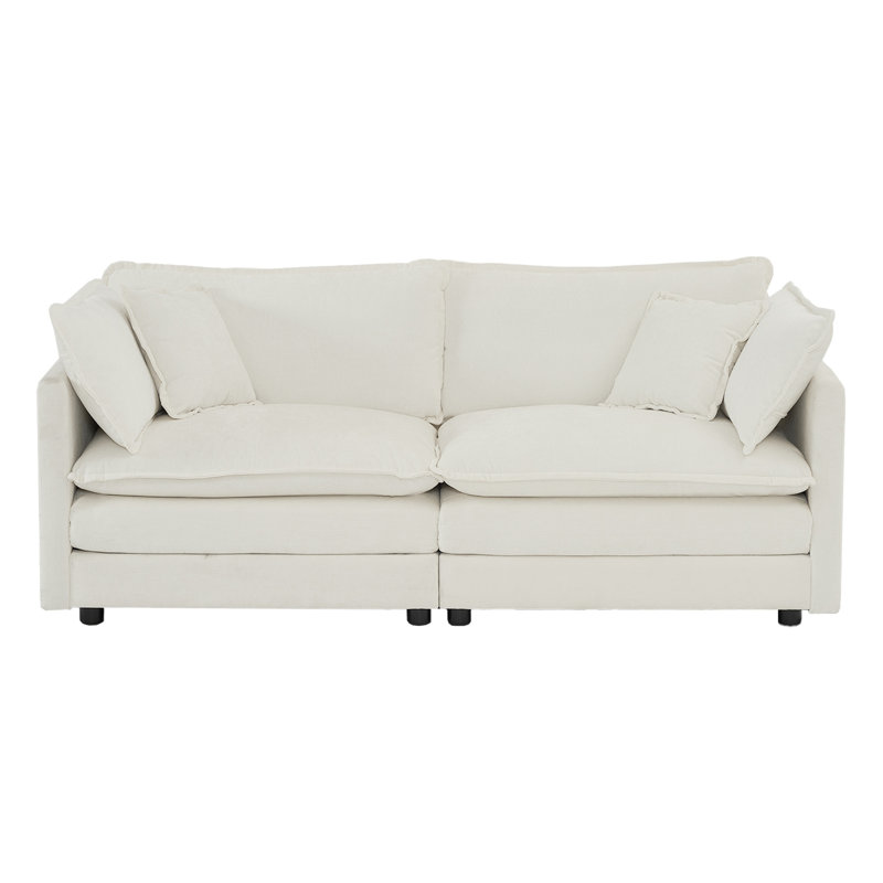 Canapé moderne en tissu pour causeuse pour le salon, H 33 po x l 76,7 po x P 35 po, 2, Blanc
