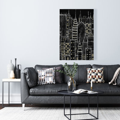 Illustration de la ville sombre - Toile de construction noire pour la décoration intérieure