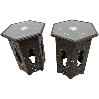 Syrian Glass Top End Table Set