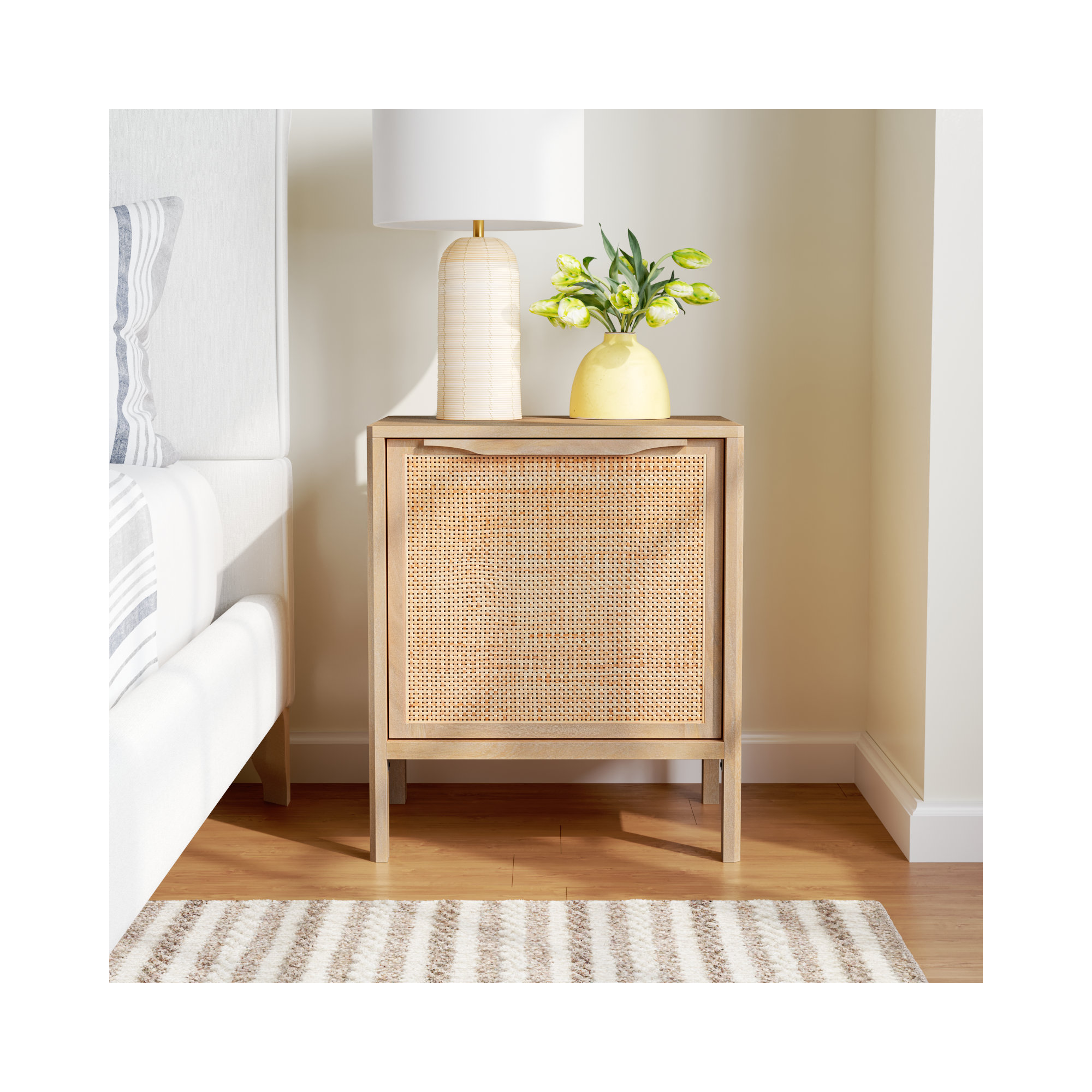 Nellie Cane Nightstand, Natural, Right