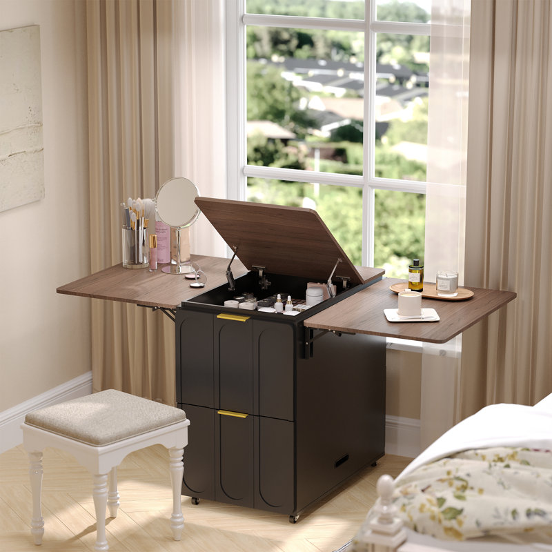 3-In-1 Convertible Filing Cabinet – Flip-Top With Double Drop-Leaf, 4 Drawers & Built-In Outlet, Multi-Functional Storage Workspace For Home Office