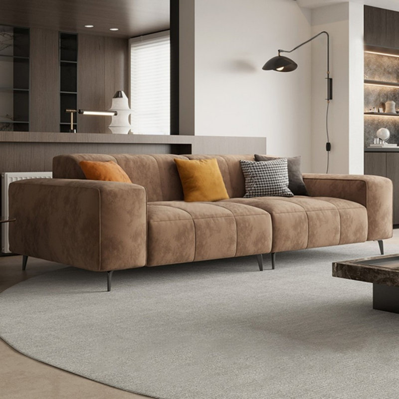 Canapé modulaire en velours brun, H 32,68 po x l 110,24 po x P 43,31 po, 4