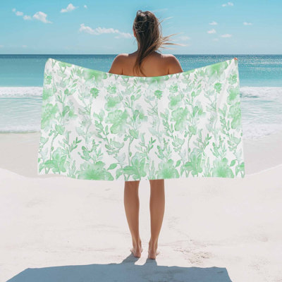 Serviette de plage à motif floral aquarelle, serviette de bain/piscine, serviette de plage absorbante, douce, grande, à séchage rapide, légère, idéale pour le camping, les voyages, le sport (yoga, gym, natation), format adulte 127 x 152 cm (50 x 60 pouces).