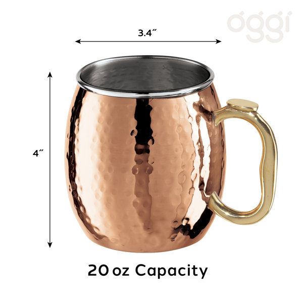  Oggi Stainless Steel Moscow Mule Mug - 20 oz, Copper