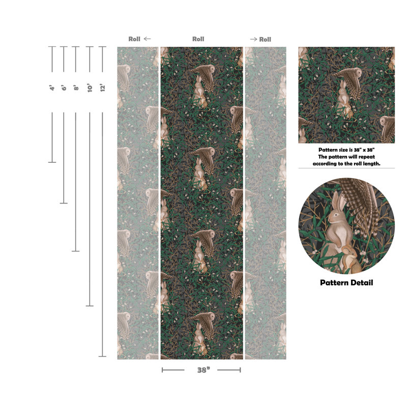 Papier peint amovible Enchanted Woodland Whispers, L 72 po x l 38 po