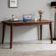 Bureau en bois massif, bureau de 55,1 x 19,7 pouces, bureaux Mid-Century modernes en bois d'hévéa, petit bureau pour la chambre à coucher, petits espaces, couleur noyer-129764306