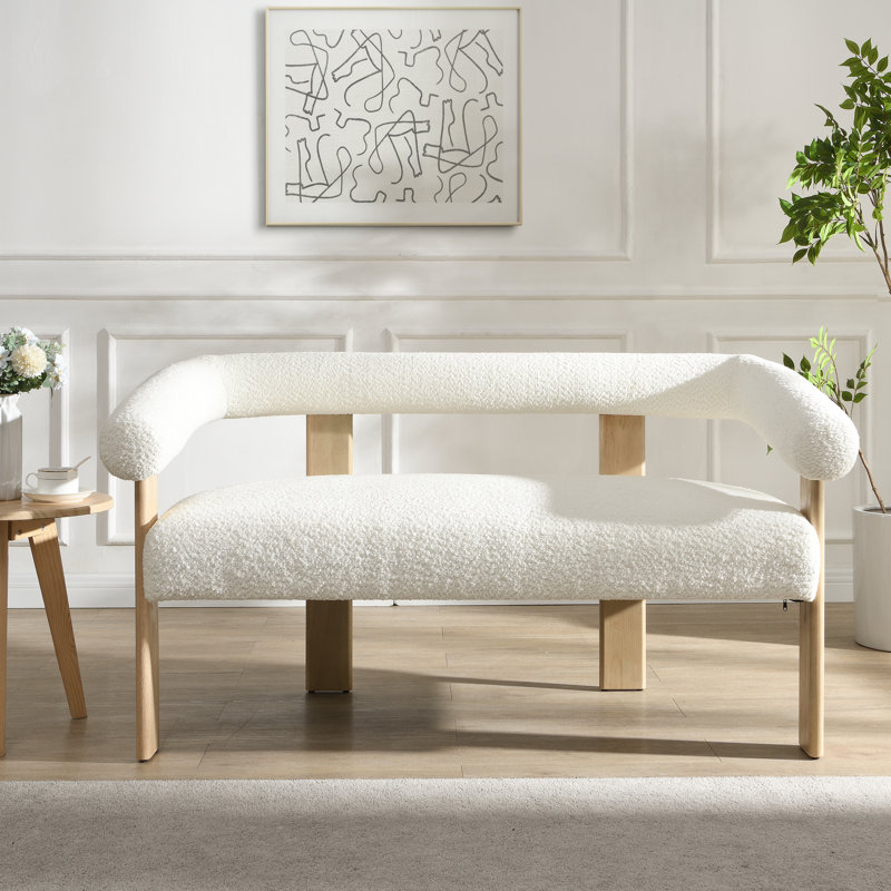 Erik Round Armrest Loveseat, Natural, Beige