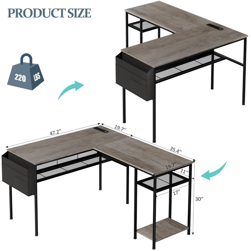 Bureau d'ordinateur en L Verlis