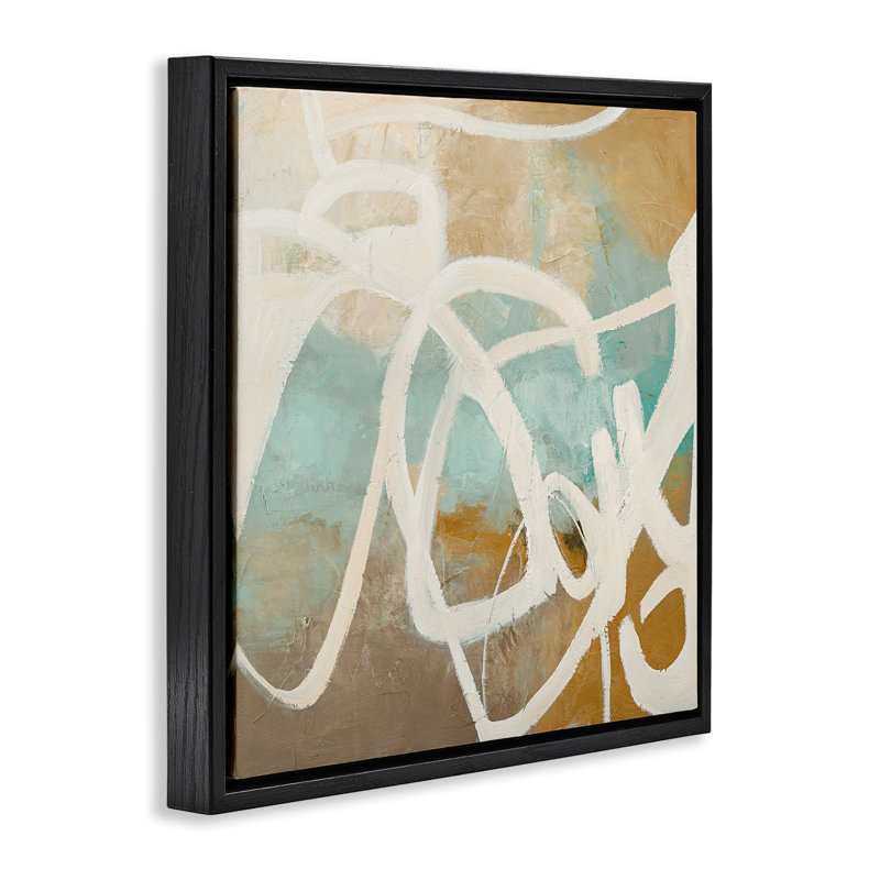  Neutral Design With Squiggle Framed Floater Canvas Wall Art by Design Fabrikken, Noir, noir, noir, noir, H 18 po x l 18 po